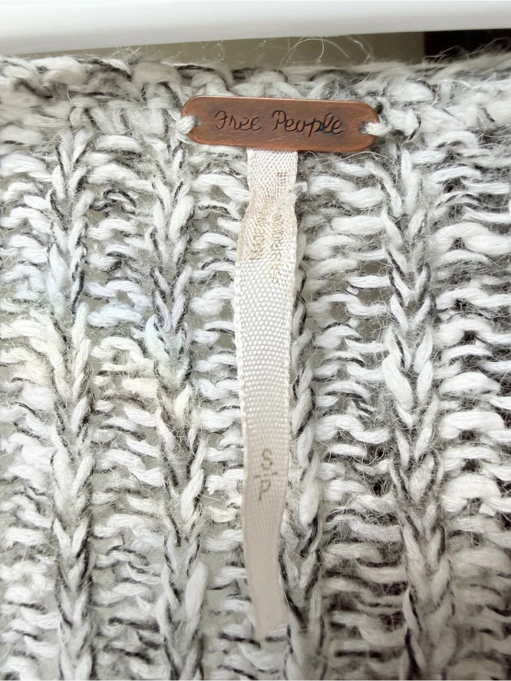 Free People Gray Open-Weave Scoop-Neck Sweater